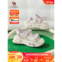 骆驼(CAMEL)2023年夏季新款时尚休闲魔术贴凉鞋运动厚底沙滩凉鞋女 L23M577125米/紫 35