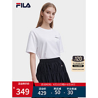 FILA 斐乐官方女子短袖T恤2023夏季新款简约时尚休闲宽松圆领上衣 标准白-WT 160/80A/S