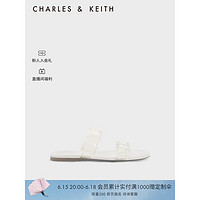 CHARLES&KEITH23夏季新品CK1-70900450时尚简约透明一字带平跟凉拖鞋女 White白色 37