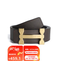 V.V.Brown头层牛皮皮带高档男士H平滑扣腰带时尚气质青年男裤带父亲节礼物 金色扣头 110cm