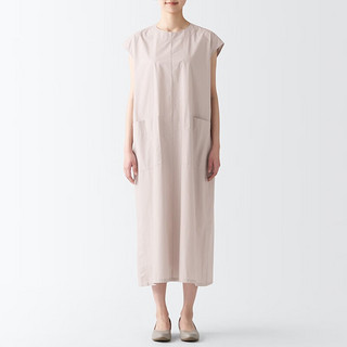 无印良品（MUJI）女式 高密度编织 短袖连衣裙 法国袖 BJC05C3S 淡黄色 XL（165/92A）