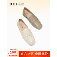 BeLLE 百丽 开口笑乐福鞋女2023春季新款柔软舒适通勤单鞋B1203AA3 卡其色 37