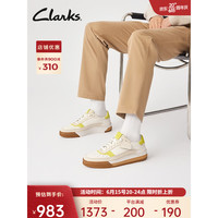 Clarks 其乐 艺动系列男鞋新品复古潮流拼色舒适耐磨透气休闲板鞋 白色/黄绿色 261709367 43