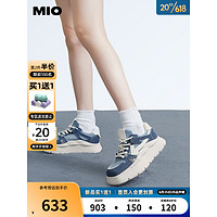 MIO米奥2023夏季新款休闲鞋厚底帆布鞋面包鞋板鞋撞色百搭女鞋 蓝/白色 34
