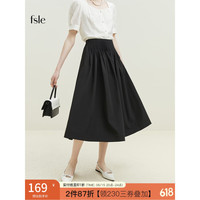 范思蓝恩23FS12019 法式a字半身裙女夏季2023新款风琴褶高腰伞裙 黑色 XS