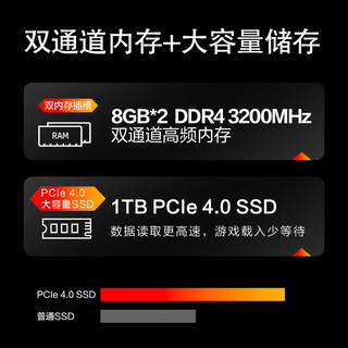HP 惠普 暗影精灵9 台式电脑主机（i7-13700F、16GB、1TB、RTX 4060Ti）