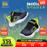 Skechers斯凯奇女童鞋男童运动鞋2023新款夏季柔软透气轻弹大童鞋319021L 男童/黑色/柠檬色/BKLM 28.5码