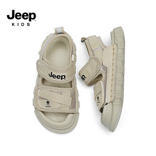 Jeep吉普儿童包头凉鞋夏季2023新款夏款童鞋男童防滑软底中大童沙滩鞋 1115卡其 26 鞋内长约16.5cm