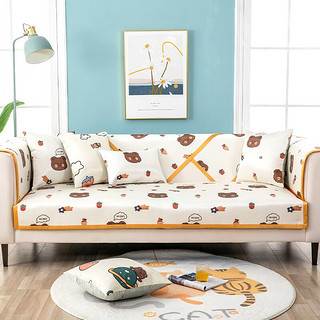 木儿家居 沙发垫夏季防滑沙发坐垫简约现代沙发罩全包盖布可定制 y顽皮小熊 60*180cm 一片