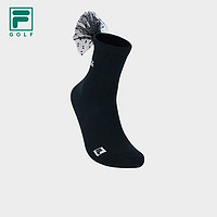斐乐（FILA）官方女袜高腰袜2023秋季新款舒适高尔夫球运动袜长筒袜 深黑-BK XS