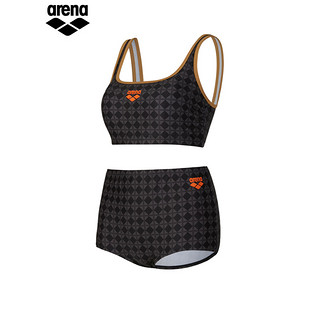 阿瑞娜（arena）2023女士泳衣泳裤分体套装50周年运动泳装速干舒适游泳衣时尚 BLK黑色套装 XL(170/90)