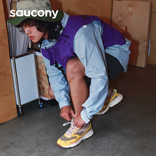 Saucony索康尼3D Grid Hurricane黄蘑菇休闲鞋男女同款时尚潮搭运动鞋男 土黄 36