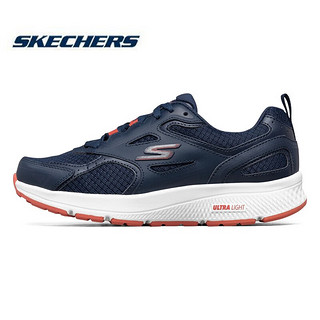 斯凯奇（Skechers）夏季情侣款软底网面减震跑鞋跑步鞋休闲运动鞋户外旅游鞋 128075-NVPK 海军蓝色/粉红色 44.5