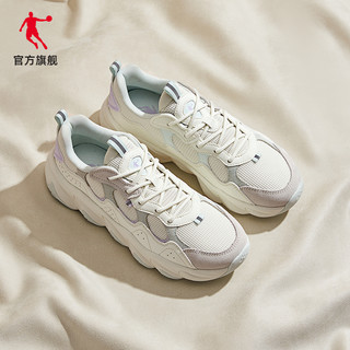 QIAODAN 乔丹 中国乔丹女子泡芙鞋2023年夏季新品网面拼接百搭增高休闲鞋老爹鞋