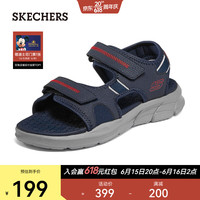 斯凯奇(Skechers)男鞋户外沙滩鞋透气软底魔术贴凉鞋237286父亲节礼物 海军蓝色/灰色/NVGY 43