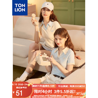 唐狮 TONLION2023夏季新款短袖polo衫女甜美减龄上衣 淡天蓝色 M