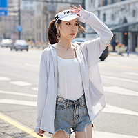 上海故事夏季口袋拼接防晒衣女 透气清凉遮阳外套 灰色