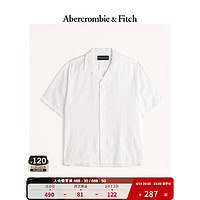 ABERCROMBIE & FITCH男装 美式休闲百搭简约度假风古巴领纽扣式短袖衬衫 327166-1 白色 L (180/108A)