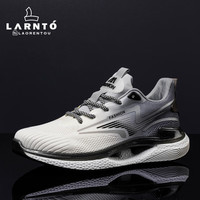 老人头（laorentou）时尚百搭韩版飞织网面运动鞋舒适透气户外休闲鞋男 LA01 灰 43