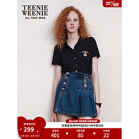 Teenie Weenie小熊2023夏季新款舒适短袖个性POLO短袖刺绣T恤女 藏青色 160/S