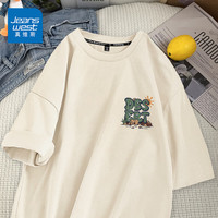 真维斯(JEANSWEST)宽松短袖t恤男士夏季新款纯棉百搭上衣服青少年学生港风潮流半袖 杏色 沙漠_K 4X