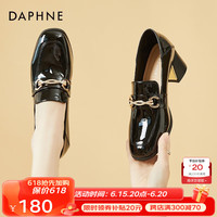 达芙妮(DAPHNE)单鞋女高跟女鞋春秋款皮鞋2023新款英伦风工作jk工装鞋 黑色跟高6cm 34标准码