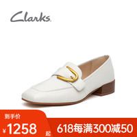 Clarks 其乐 女鞋纯臻30系列春简约一脚蹬鞋豆豆鞋搭扣单鞋鞋子 白色 261666894 35.5