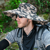 南极人（Nanjiren）遮阳帽男户外渔夫帽太阳帽防晒帽 男士大檐迷彩遮阳帽 卡其迷彩