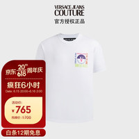 VERSACE 范思哲 Jeans Couture礼物 男装23春夏男士印花短袖T恤 白色XXL