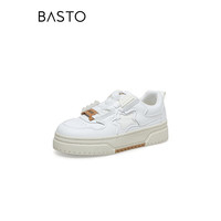 百思图(BASTO)23春季新款商场时尚潮流板鞋厚底女休闲鞋VA113AM3 白色 34
