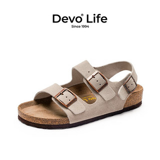 移动端：Devo 的沃 Life 反绒皮凉鞋
