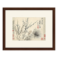 雅昌 水墨画《岁寒三友图》恽寿平 背景墙装饰画挂画 茶褐色 59×48cm