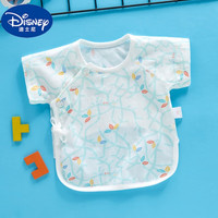 迪士尼（Disney）新生婴儿衣服夏季超薄棉无骨半背衣初生宝宝短袖系带上衣 超薄单面布 短·袖半背 浅兰树枝  59码 7-9斤穿