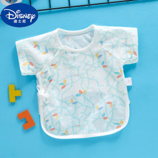 迪士尼（Disney）新生婴儿衣服夏季超薄棉无骨半背衣初生宝宝短袖系带上衣 超薄单面布 短·袖半背 浅兰树枝  59码 7-9斤穿