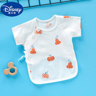 迪士尼（Disney）新生婴儿衣服夏季超薄棉无骨半背衣初生宝宝短袖系带上衣 超薄单面布 短·袖半背 浅兰树枝  59码 7-9斤穿