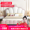 RTA儿童公主床皇冠女孩床少女1.5米网红青少年女儿床现代简约床HL224 硅胶皮床+弹簧乳胶床垫+床头柜*1 1.5*1.9米（框架结构）