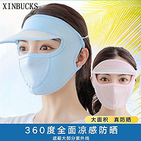 XINBUCKS 防晒口罩女夏天冰丝防晒面罩全脸防护户外旅游骑行防紫外线脸罩 灰色（2个装）