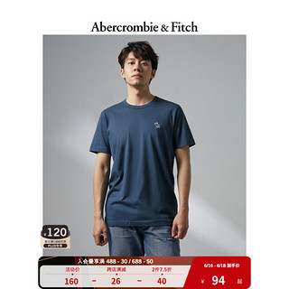 ABERCROMBIE & FITCH男装 美式休闲宽松活力经典刺绣圆领短袖T恤 326010-1 深蓝色 XL (180/116A)