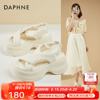 达芙妮(DAPHNE)凉鞋女厚底夏季外穿坡跟百搭增高罗马凉鞋2023新款休闲沙滩鞋 米色7.5cm 36标准码