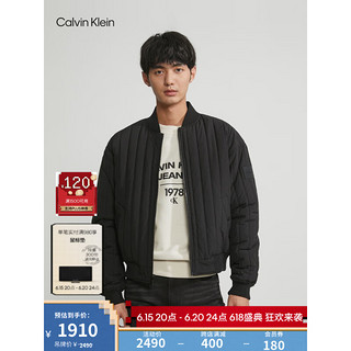 Calvin Klein Jeans23早秋新款男士潮流双面穿拉链棒球服夹棉外套ZM02474 LB6-军绿色/太空黑 S