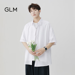 GLM森马集团品牌衬衫男夏季韩版宽松潮流百搭休闲半袖港风 白色 2XL