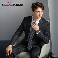 柒牌男士西服23秋冬新款商务休闲人字纹西装外套126JC70230 炭灰 B44