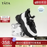 他她(TATA)2023夏商场同款休闲拼接系带时尚休闲鞋女新款WIB06BM3 黑/白 36