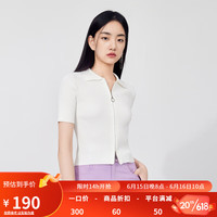 秋水伊人秋水伊人H型翻领优雅针织衫2023年夏季新款女装休闲百搭时尚上衣 本白 S