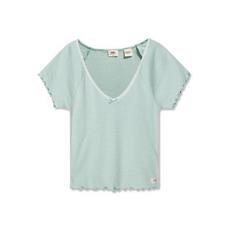 Levi's李维斯23夏季新品女士修身时尚休闲街头风短袖T恤 绿色 S