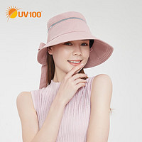 UV100遮阳帽春夏圆顶女士帽子透气防紫外线宽檐遮脸防晒帽23353 花卉粉-遮蔽率99.67 % F