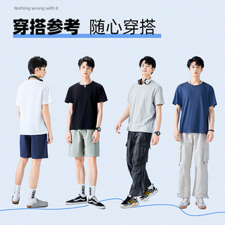 真维斯（JEANSWEST）夏季短袖T恤男纯棉吸汗宽松休闲简约字母大码胖子可穿青少年打底 白色 纯色 L