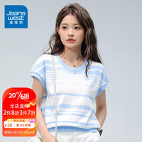 JEANSWEST 真维斯 针织衫女夏季甜美短款高腰针织背心减龄小衫无袖上衣女蓝色均码