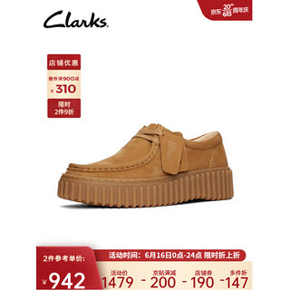 Clarks 其乐 街头系列饼干鞋女鞋单鞋女2023早春低帮复古休闲鞋女 浅棕褐色 261720844 37