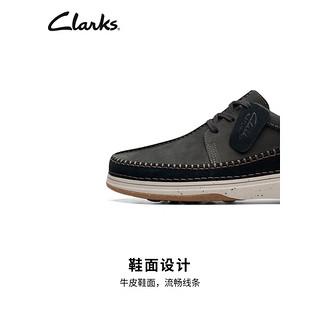 Clarks 其乐 自然系列男鞋英伦车缝线舒适柔软牛皮休闲鞋系带低帮鞋 黑色（建议拍大半码） 39.5